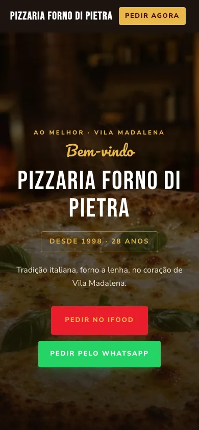 Pizzaria Forno di Pietra aberto no celular